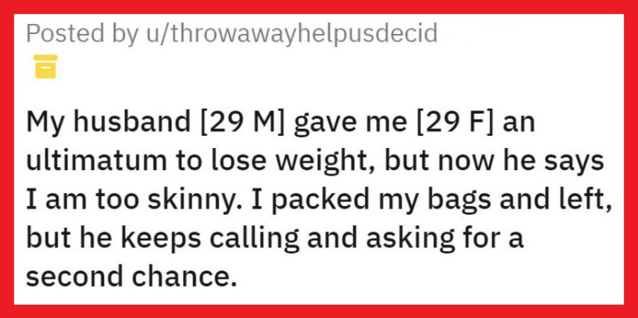 Husband Puts Ultimatum On Wife To Lose Weight Or He’ll Leave Her