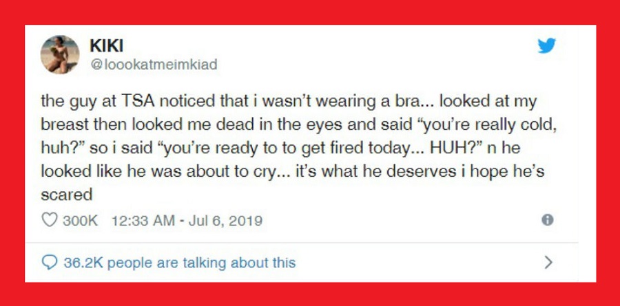 TSA Agent Commented On Woman Not Wearing A Bra, And She Came Back With The Perfect Response