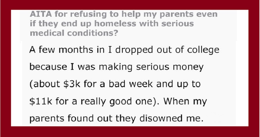 Woman Refuses To Help Bankrupt Religious Parents That Disowned Her a Decade Ago