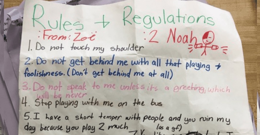 Fifth Grader Writes ‘Rules and Regulations’ Note To Boy And Its A Masterclass On Consent