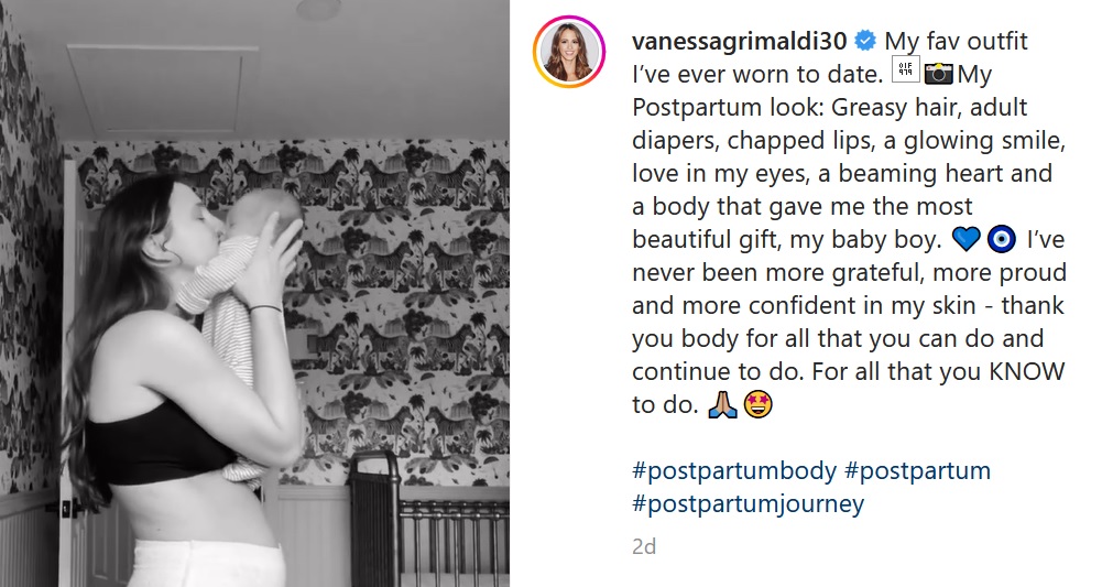 New Mom Feeling Grateful By Praising Her Postpartum Body While Wearing Adult Diaper